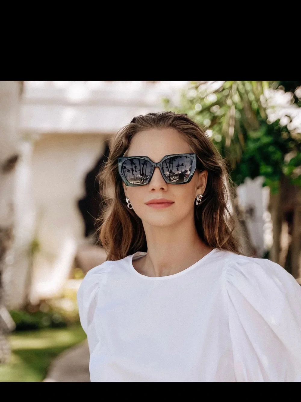 SOJOS Oversized Polarized Square Women's Sunglasses in Peachy Nude